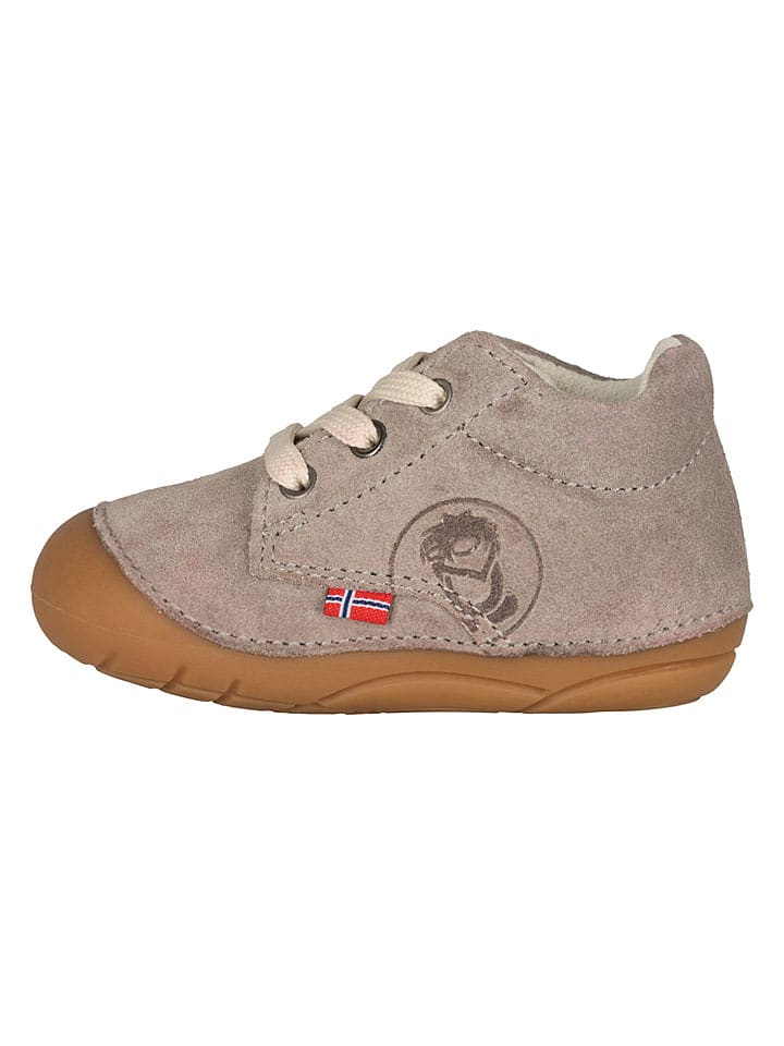 Trollkids Leder-Krabbelschuhe "Bjordal" in Beige - 23