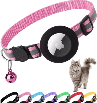 Inspire Picks GlowTrack AirTag Cat Collar Reflective Breakaway Collar With Bell & Secure AirTag Holder 4