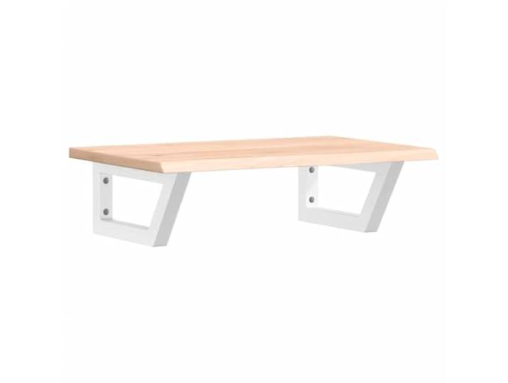 WEMYUFURN Waschtischplatte mit Stahlhalterung und Massivholz Eiche Wandmontage,Schweberegal,Trapezform,Holzplatte nicht vorgebohrt,Waschbecken flexibel positionierbar