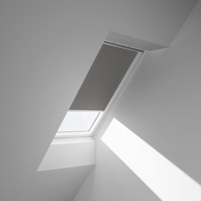 Verdunklungsrollo VELUX "DKL MK12 0705SWL", grau (grau, weiß), MK12, stufenlos positionierbar, Aluminium, Polyester, Rollos, Verdunklungsrollo, weiße Führungsschienen & Griffleiste