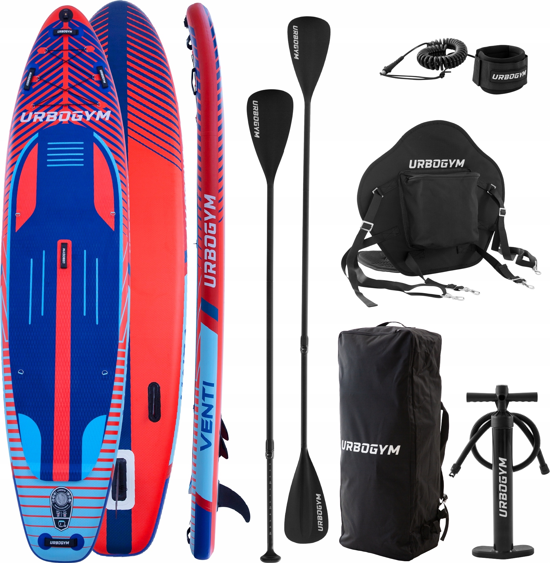 Aufblasbares SUP-Board 350 cm Urbogym Venti-SUP/Kajak mit Sitz und GoPro