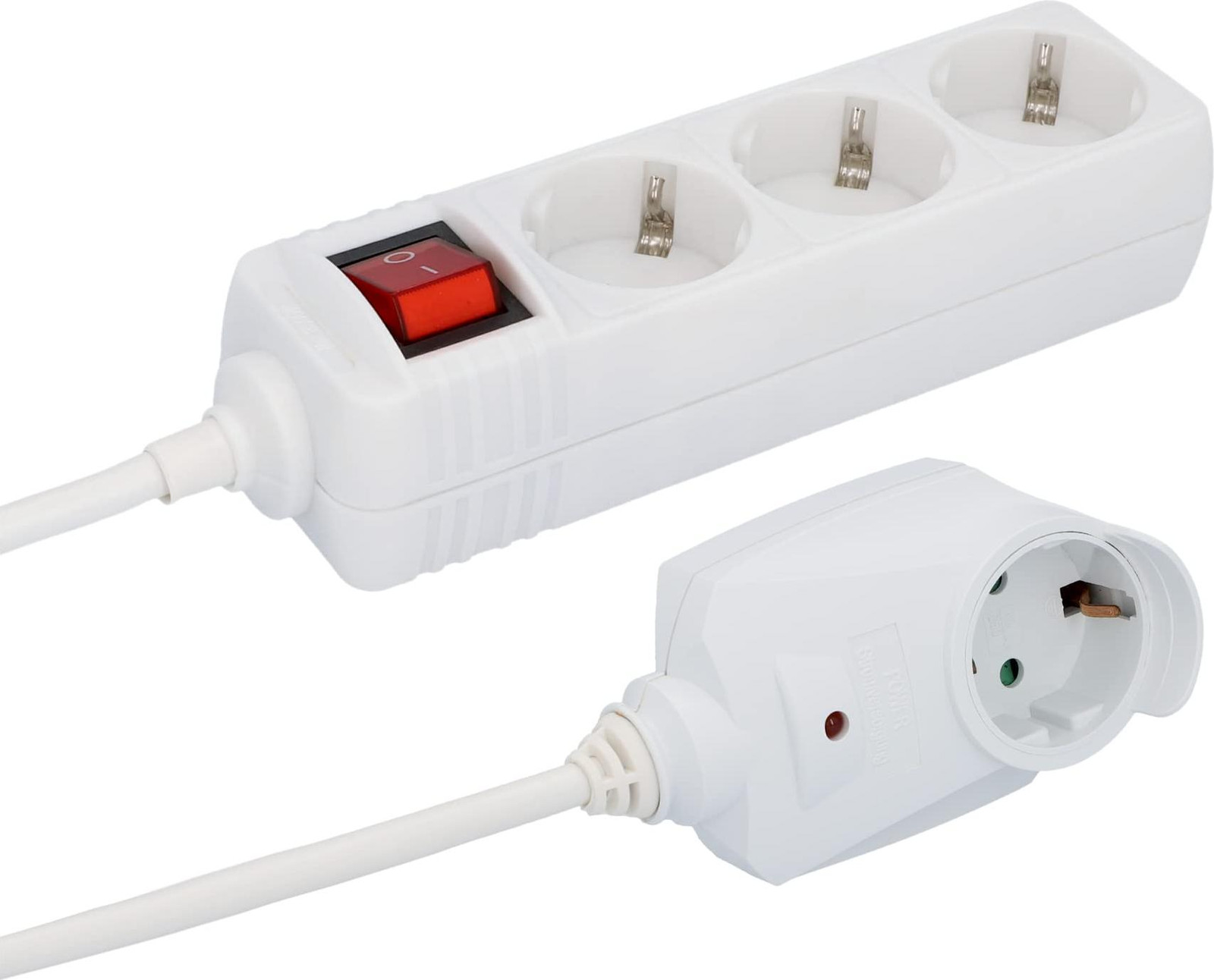 Unitec stekkerdoos met 3 stopcontacten, 1 extra stopcontact en schakelaar, 2 meter