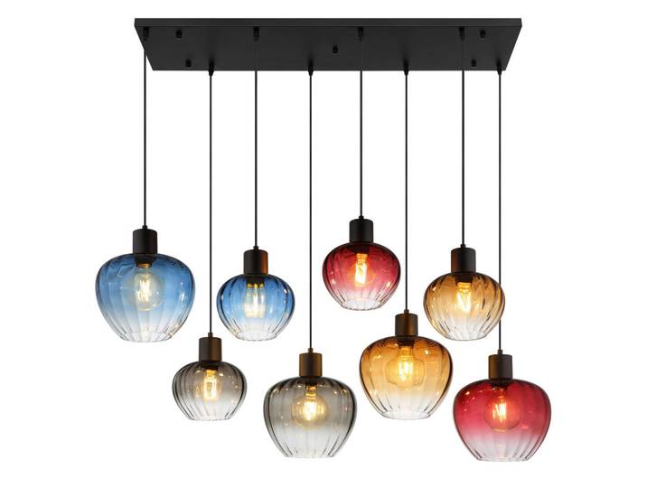 Hängeleuchte Toy, Blau, Rot, Schwarz, Metall, Kunststoff, Glas, 42x120x110 cm, CE, Lampen & Leuchten, Innenbeleuchtung, Hängeleuchten, Pendelleuchten