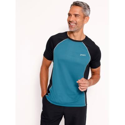 T-Shirt CLASSIC "Sportshirt", Herren, Gr. 48/50, schwarz, petrol, 100% Polyester, gemustert, mehrfarbig, unifarben, Rundhals, Shirts T-Shirt