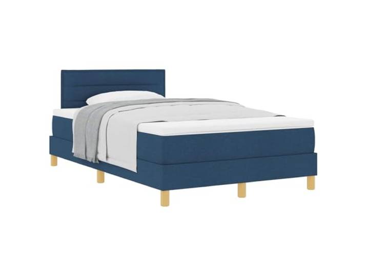 KKgypkn Boxspringbett mit verstellbarem Kopfteil Blau 120x190 cm Stoff, inklusive Kissen, mit Taschenfederkern-Matratze und Lattenrost