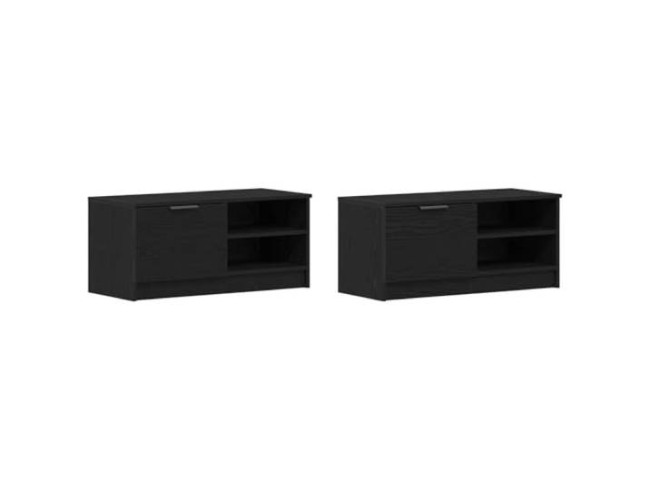 KGFHERENB TV-Schrank 2er Set Lowboard Schwarz Eichen-Optik 80x35x36,5 cm Vielseitige Medienkonsole fürs Schlafzimmer mit zwei Türen und feinen Griffen für ordentliche Unterhaltung.