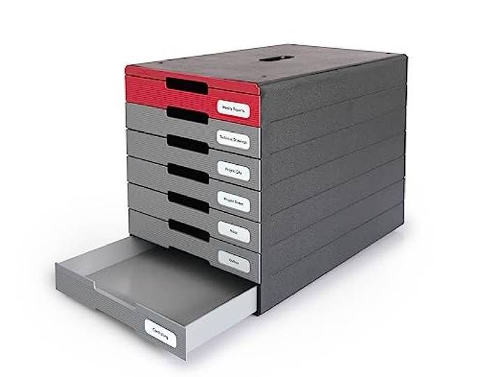 Durable Idealbox Pro Ladebox A4, 7 Laden, antraciet/rood, 776303