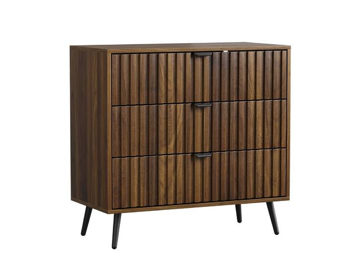 Buffet commode 3 tiroirs en bois noyer sculpté 80x38x78cm