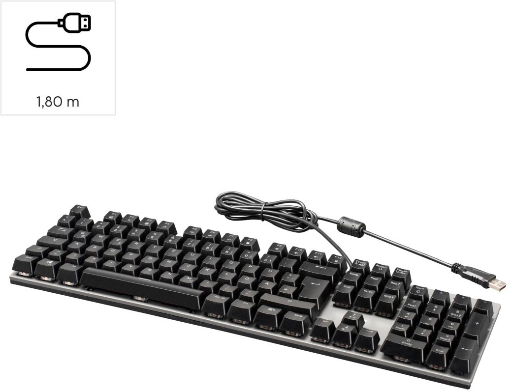 Hama Tastatur "Mechanische Office Tastatur "MKC-650", Schwarz, Anthrazit", schwarz, B:42,5cm H:3,5cm T:12,1cm, Tastaturen, Tastatur