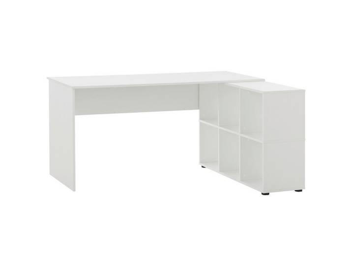 Mid.you Schreibtisch, Weiß, 121.6x73.6x150 cm, Stauraum, in verschiedenen Holz-Dekoren erhältlich, Büromöbel, Schreibtische, Schreibtische