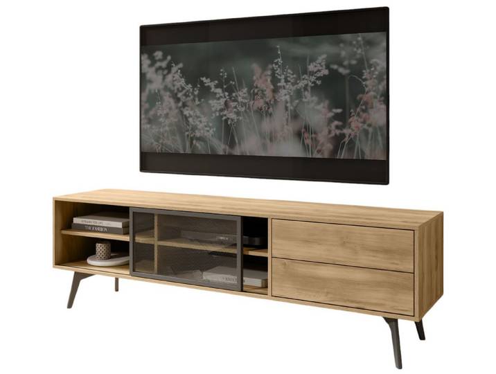 Compleo TV-Schrank mit 2 Schubladen SLOW, Loft Design, Push to open Funktion