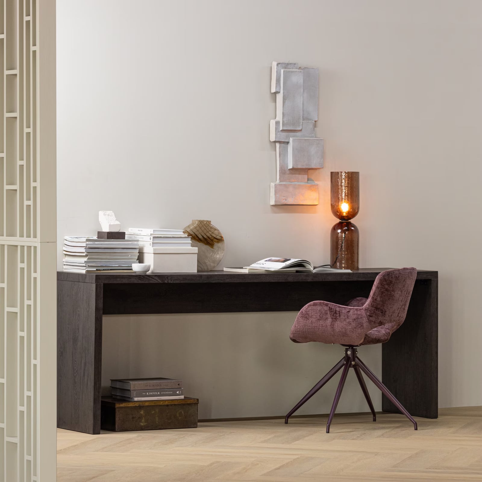 WOOOD Bureau Maan MDF Donkerbruin Breedte: 200 cm