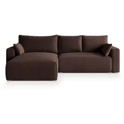 ECKSOFA FORIL P Braun Kordstoff mit Schlaffunktion
