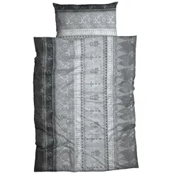 Fürstenhof Interlock-Jersey-Bettwäsche Alicante 155 x 220 cm Baumwolle Grau Anthrazit