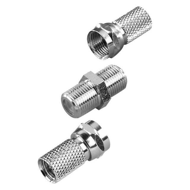 Vivanco F Kabelverbinder Set, 2x F Stecker 7,0 mm, 1x F-Doppelkupplung (Stecker und Verbinder) (VVSATADAPTKITF)