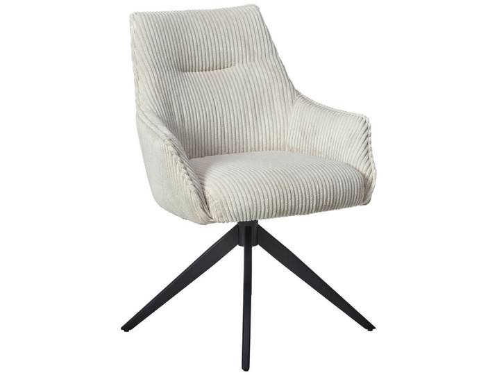 Mid.you Armlehnstuhl, Beige, Metall, Textil, Drehkreuz, 61x87x65 cm, Sitzfläche 360° drehbar, Esszimmer, Stuhl, Polsterstühle