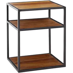 Massiver Sheesham-Holz Nachttisch, Industrie-Stil, 3 Ablagen. 40x35x50 cm | Kadima Design