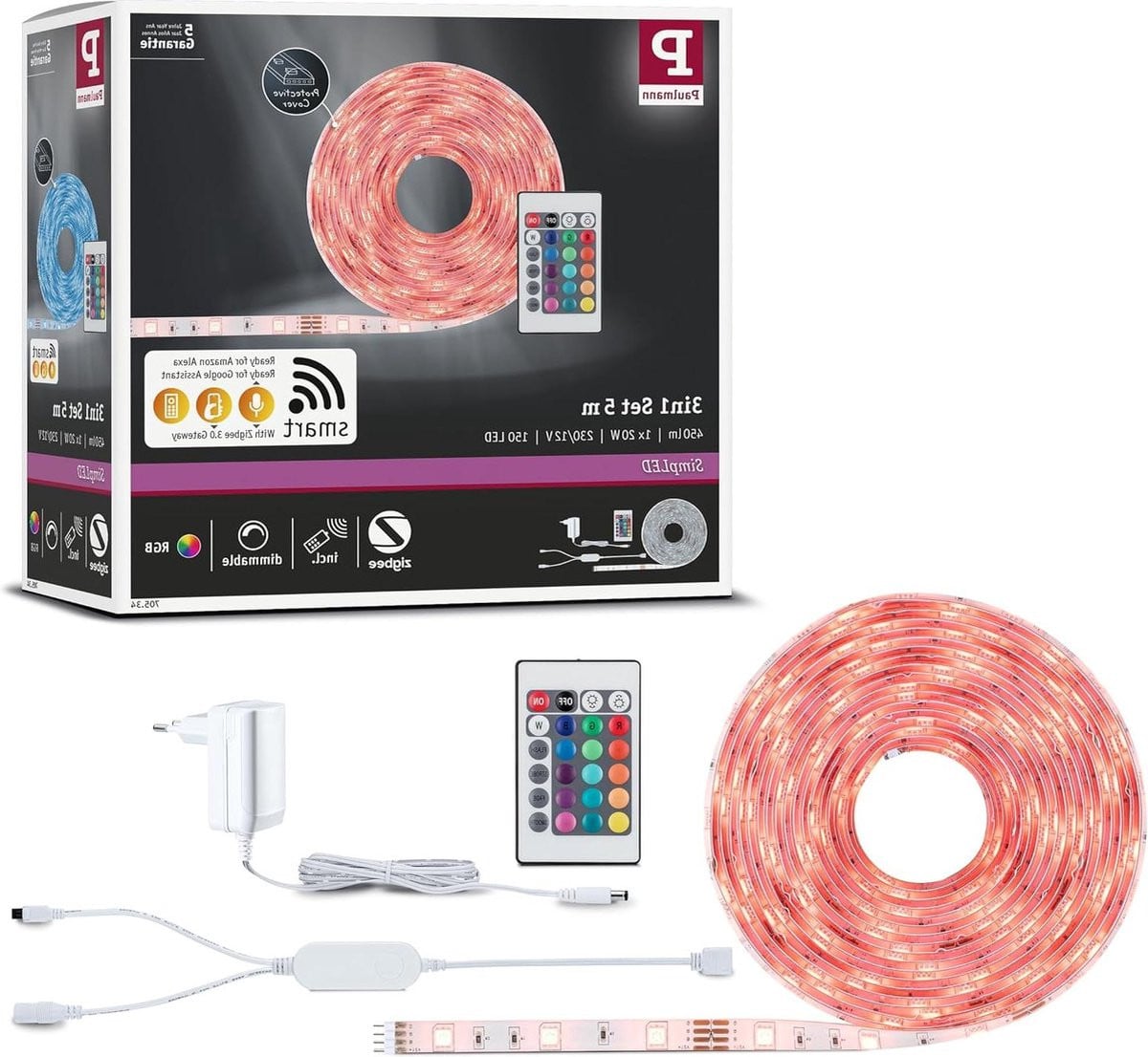 SimpLED Strip Smart Home Zigbee RGB complete set met profiel, 5m, 20W, 450lm