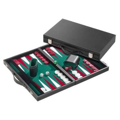 Backgammon grün, groß, Kunstleder
