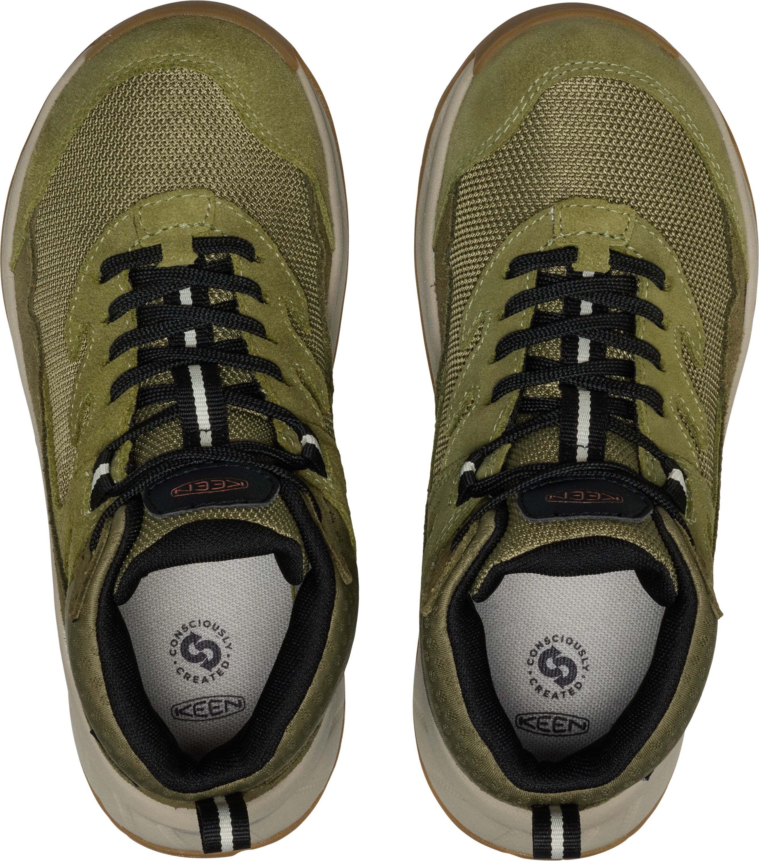 Outdoorschuh KEEN "HIGHTRAIL MID WP", Kinder, Gr. 35, grün (schwarz olive, martini olive), Leder, Synthetik, Schuhe Outdoorschuh, wasserdicht schwarz olive, martini olive 35