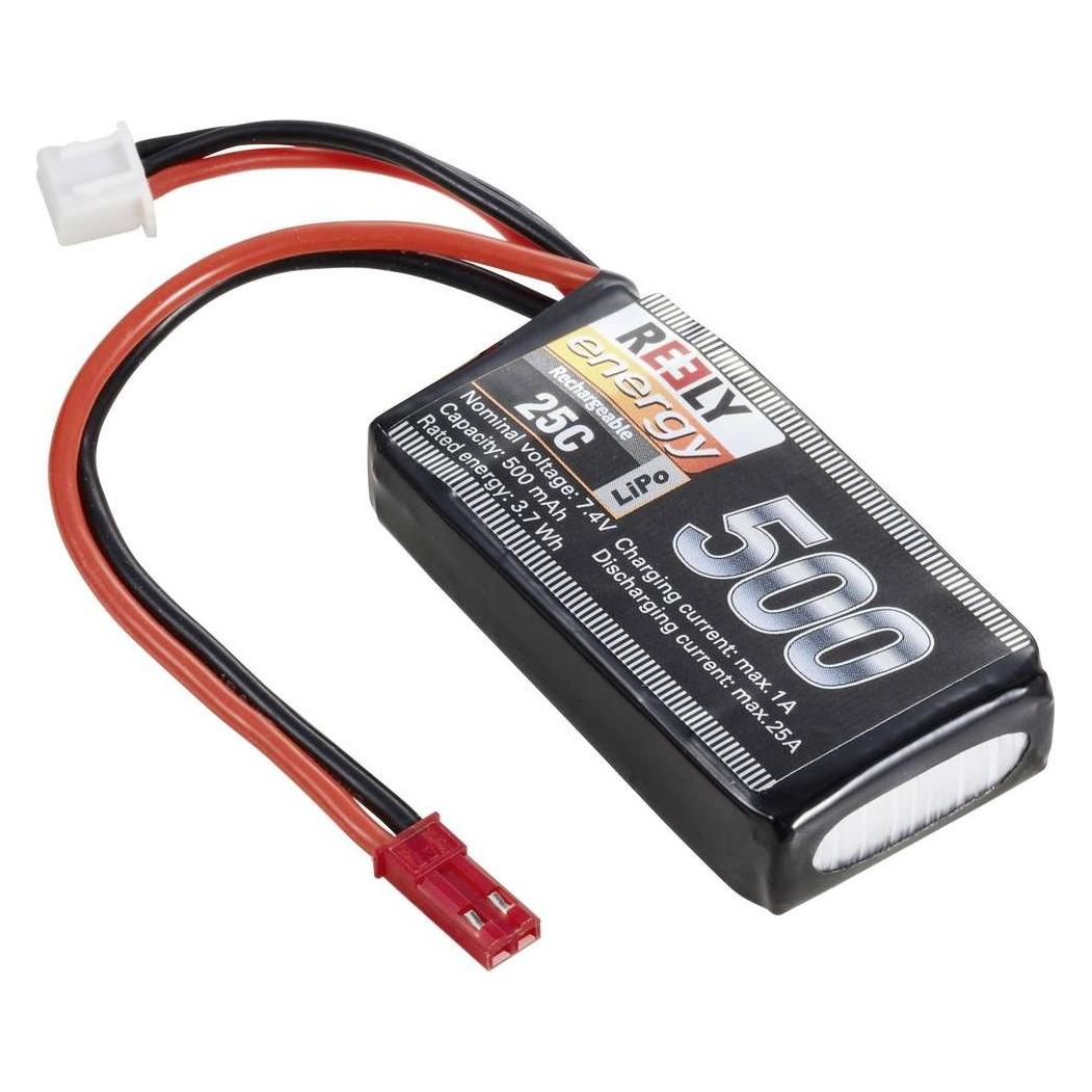 Reely Modellbau-Akkupack (LiPo) 7.4 V 500 mAh Zellen-Zahl: 2 25 C Softcase BEC (500 mAh, 7.40 V) (RE-7851726)
