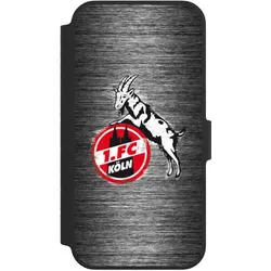 Nivocase Klapphülle für Apple iPhone 14 Handyhülle aus Kunst Leder NIVOflip schwarz 1. FC Köln Metallic (Apple iPhone 14), Smartphone Hülle, Schwarz