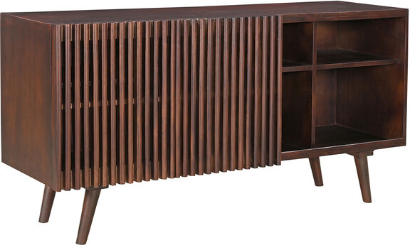 Miliboo Sideboard aus dunklem, massivem Mangoholz mit 2 Schiebetüren B140 cm ALBA