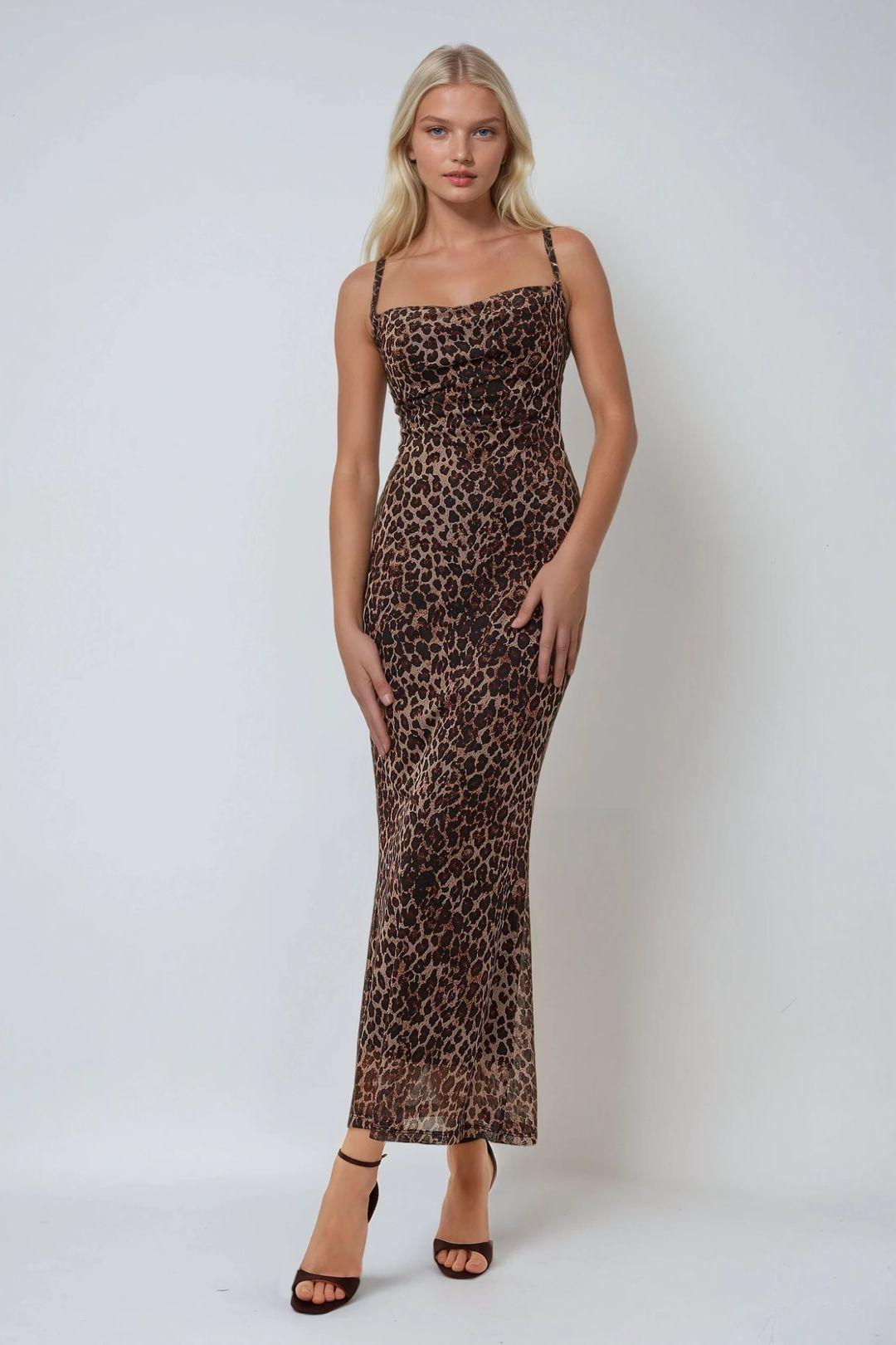 Bedrucktes Bodycon-Maxi-Kleid
