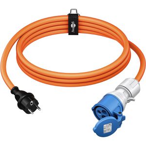 Goobay CEE-Adapter 76219, Länge 5 m, Schutzkontakt 230V auf CEE 16A / 230V, IP44
