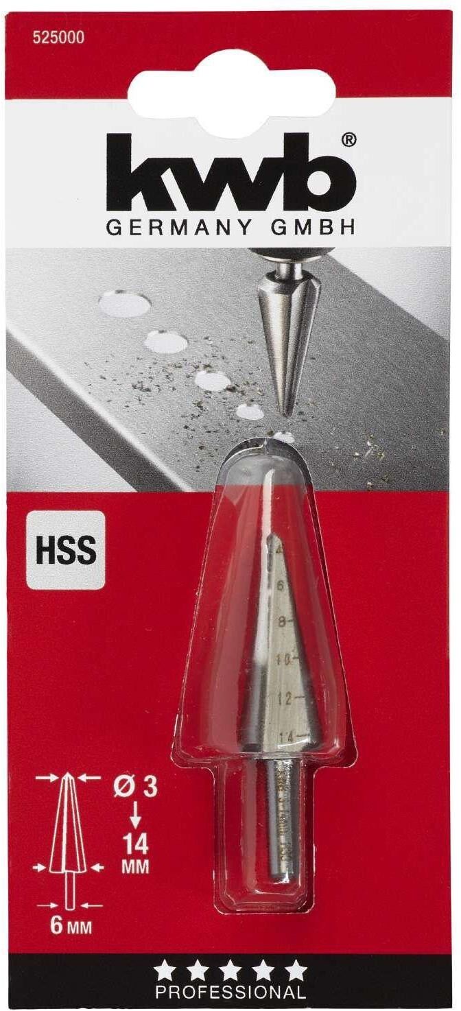 Schälbohrer KWB "HSS 3-14 mm", silber (weiß, neutral), Bohrer, Schälbohrer weiß, neutral Einheitsgröße