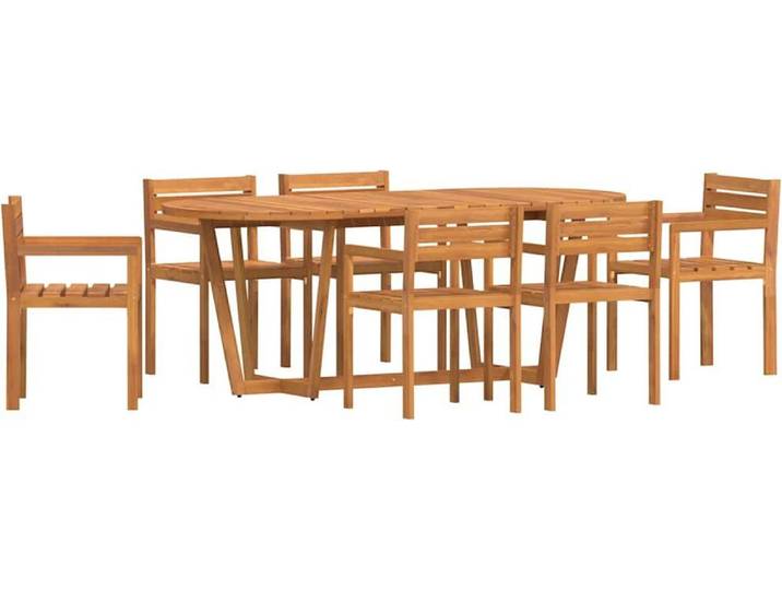 vidaXL Ensemble de jardin à manger 7 pièces en bois massif d'acacia