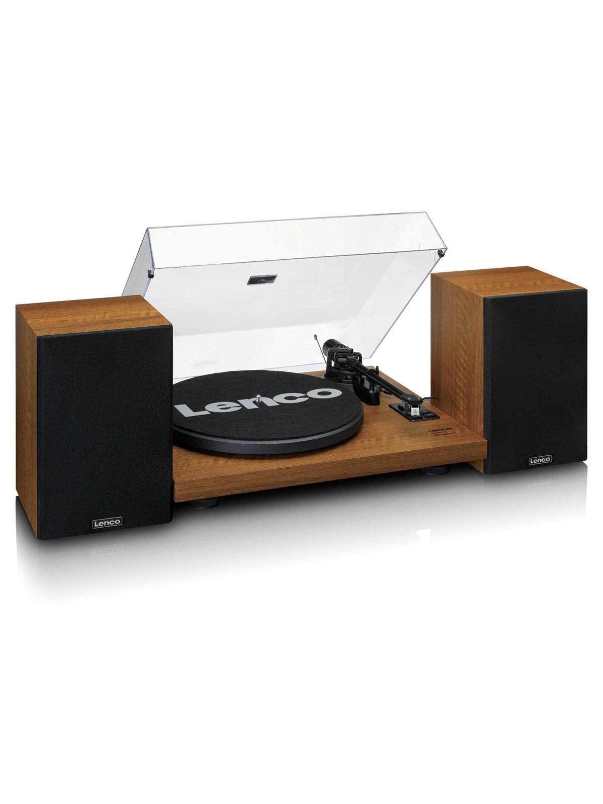 Lenco LS-480WD - Record player with built-in amplifier and Bluetooth plus 2 external speakers - Wood - Plattenspieler