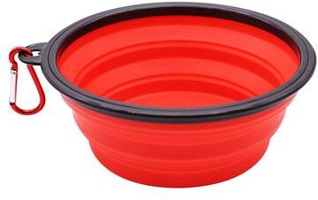 Quick Pick Pro Portable Dog Water Bottle & Travel Dog Bowl Silicone Pet Feeder With Carabiner 1000ml red