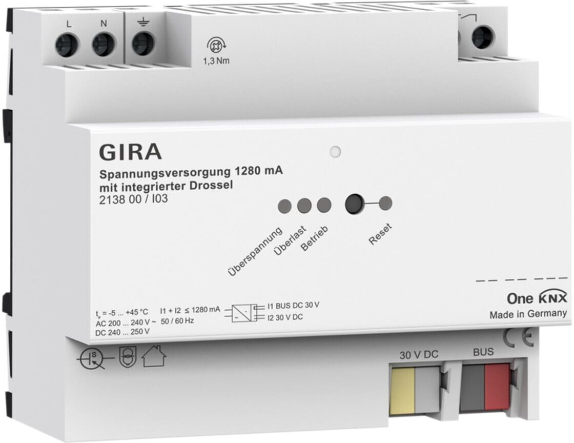 Gira KNX-Spannungsversorgung 1280mA Drossel REG 213800)