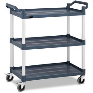 Royal-Catering Servierwagen grau, aus Aluminium / Kunststoff, 3 Etagen, mit Feststellbremse, 49 x 101 x 102 cm