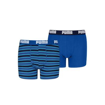 Boxershorts PUMA "PUMA BOYS EVERYDAY STRIPED BOXERS", Jungen, Gr. 134/140, Single Jersey, navy, blau, Single Jersey, Obermaterial: 95% Baumwolle, 5% Elasthan, körpernah, Unterhosen, ohne Eingriff, mit elastischem Logobund