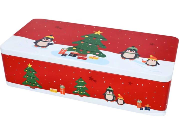 Keksdose BIRKMANN Winter Market XXL eckig Metall , mehrfarbig, B:42cm H:11cm, Lebensmittelaufbewahrungsbehälter, Keksdose