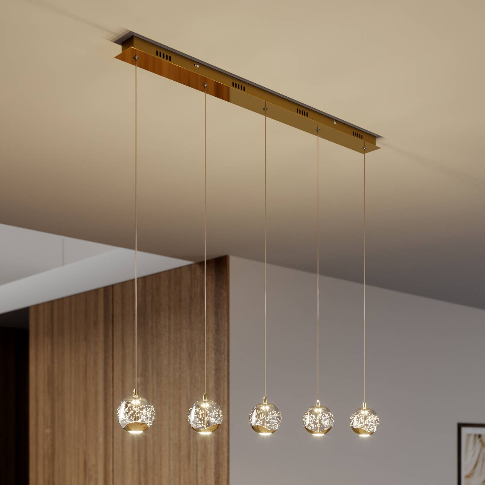 Glas Hängelampe Hayley Lucande, klar / transparent, für Wohn- / Esszimmer, Glas, Modern, Pendelleuchte