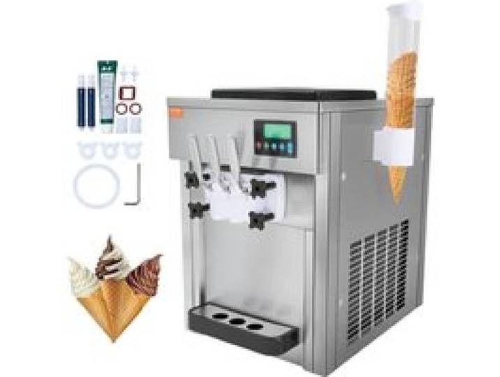 Machine à Crème Glacée Commerciale-VEVOR-20 L/h 1800 W 3 Saveurs Machine à Glace Italienne Trémie 2x4 L-pour Yaourt Snack-Bar
