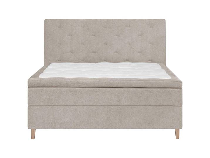 Boxspringbett, Beige, 160x200 cm, Textil, 7-Zonen-Matratze & Gepolstertes Kopfteil, Modern