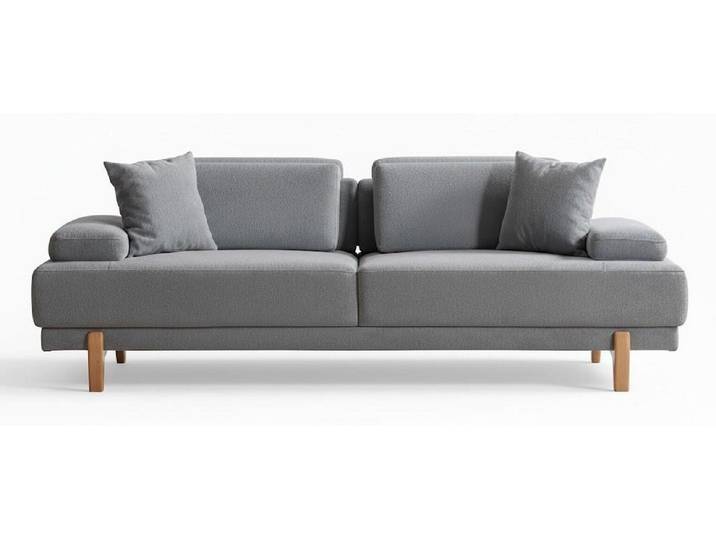 JVmoebel 3-Sitzer 3-Sitzer-Sofa Grau Moderner Stil Verstellbare Rückenlehne Holzbeine, 2 Teile