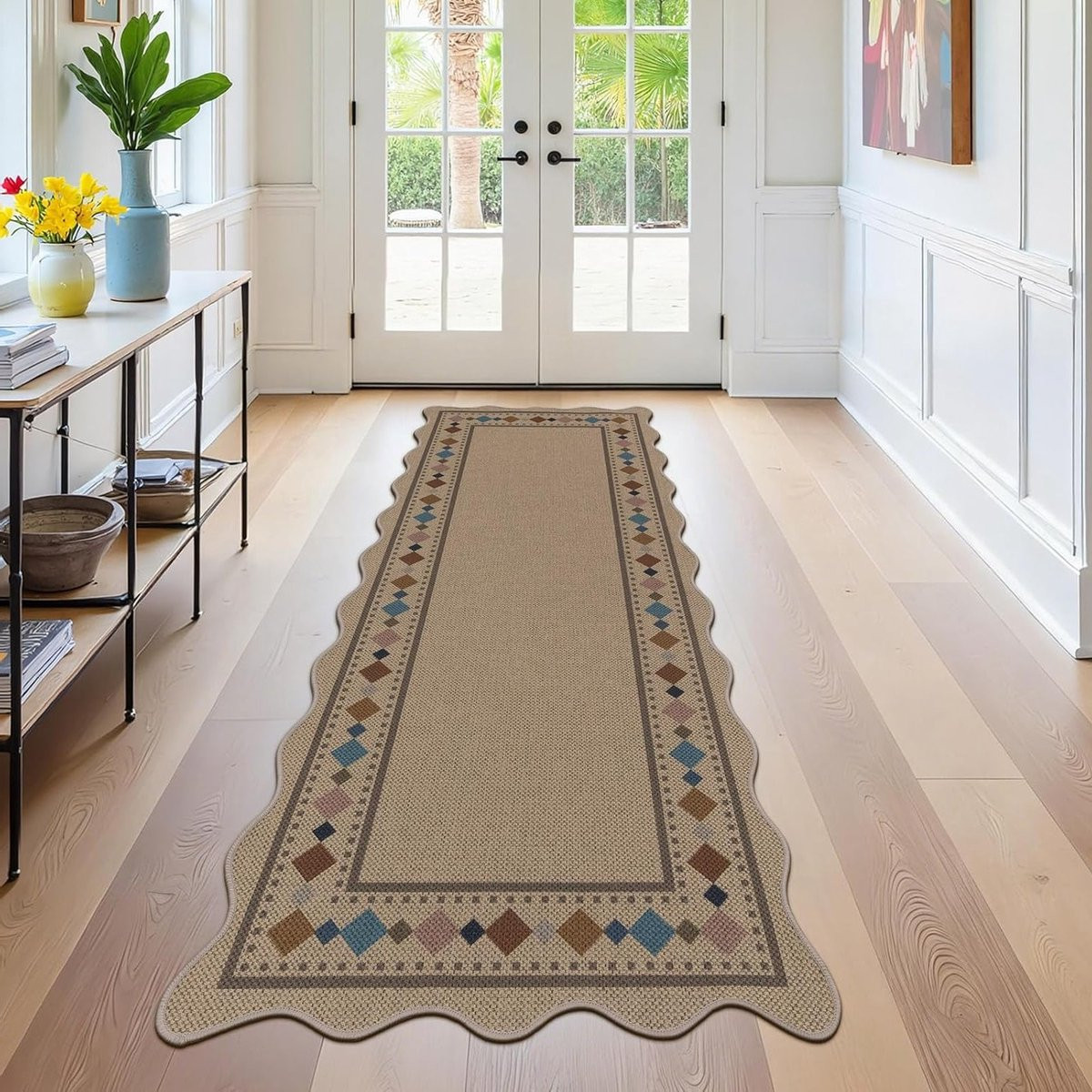 Antislip Wasbare Hallway Runner voor Gang, Keuken en Entree - Bruin/Kleurig Design - B: 80 cm, L: 200 cm