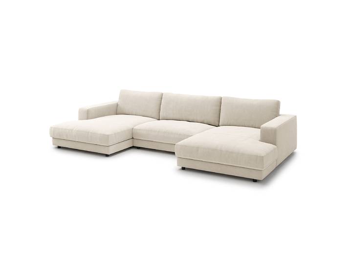 Wohnlandschaft Weiß Webstoff Esila 190cm Gleichschenklig Modern Polyurethanschaum