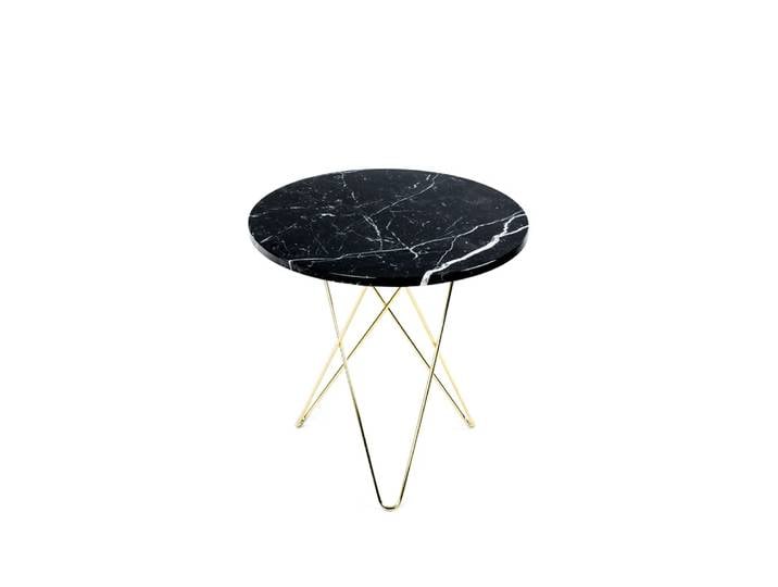 OX Denmarq Tall Mini O Table Couchtisch Marmor Schwarz, Messinggestell