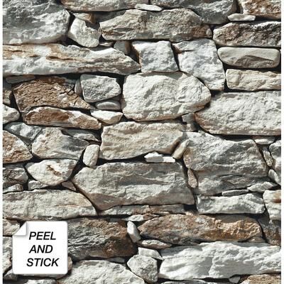 NextWall Stone Wall Peel and Stick Removable Wallpaper - 20.5 in. W x 18 ft. L