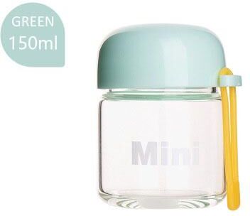 Inspire Daily Merch Portable Small Glass Water Bottle Mini Heat Resistant Cup With Hand Rope For Kids And Students green