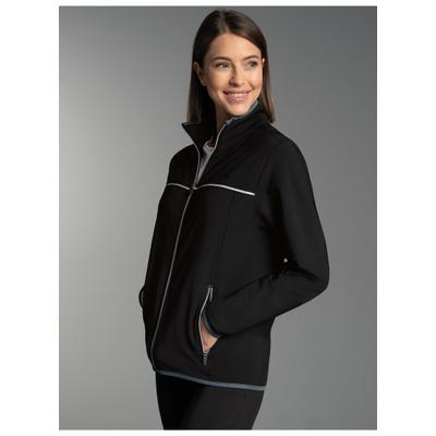 Trainingsjacke TRIGEMA "TRIGEMA Praktische Sportjacke aus Microfaser", Damen, Gr. L, schwarz, Strick, 92% Polyester, 8% Elasthan, lang, Jacken Trainingsjacke