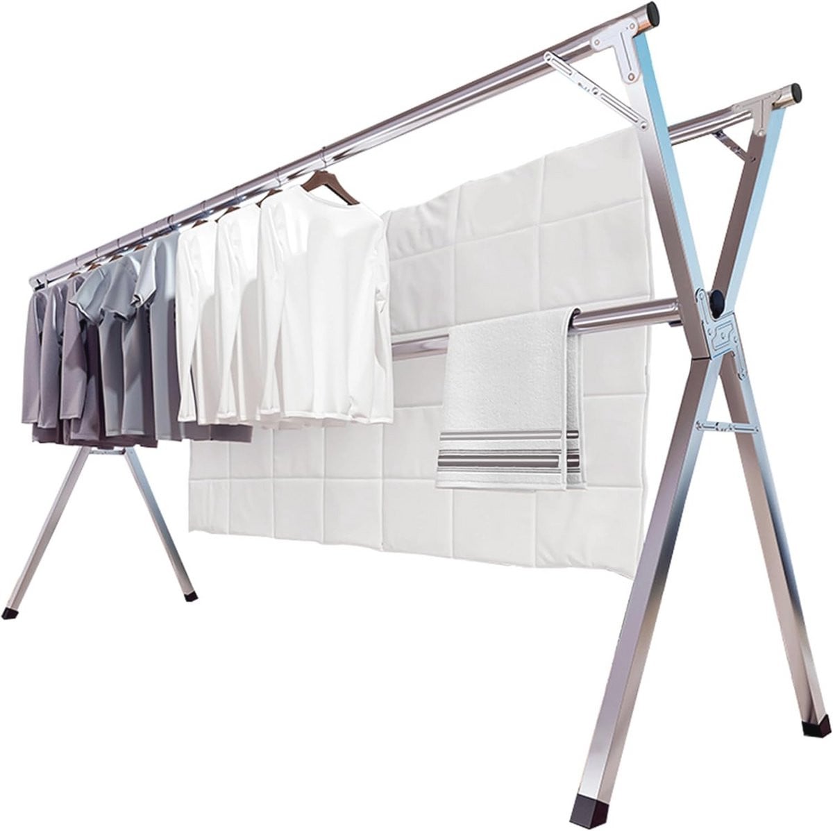 Verstelbaar en Opvouwbaar Droogrek voor Kleding - RVS Droogrek voor Binnen en Buiten
