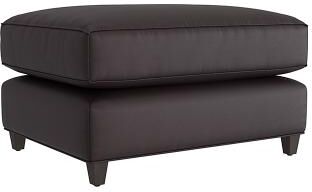 Juliana Leather Ottoman - Espresso Leather, Espresso Flannel - Ballard Designs