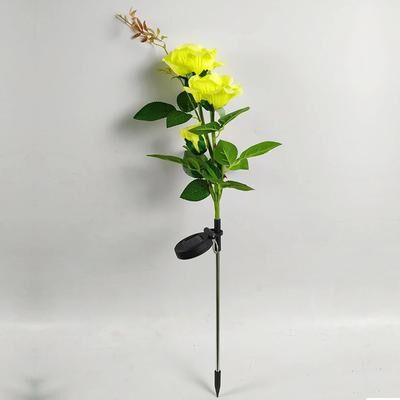 HomeDecorAndMore LLC Solar Powered LED Rose Light Yellow 2 Pack